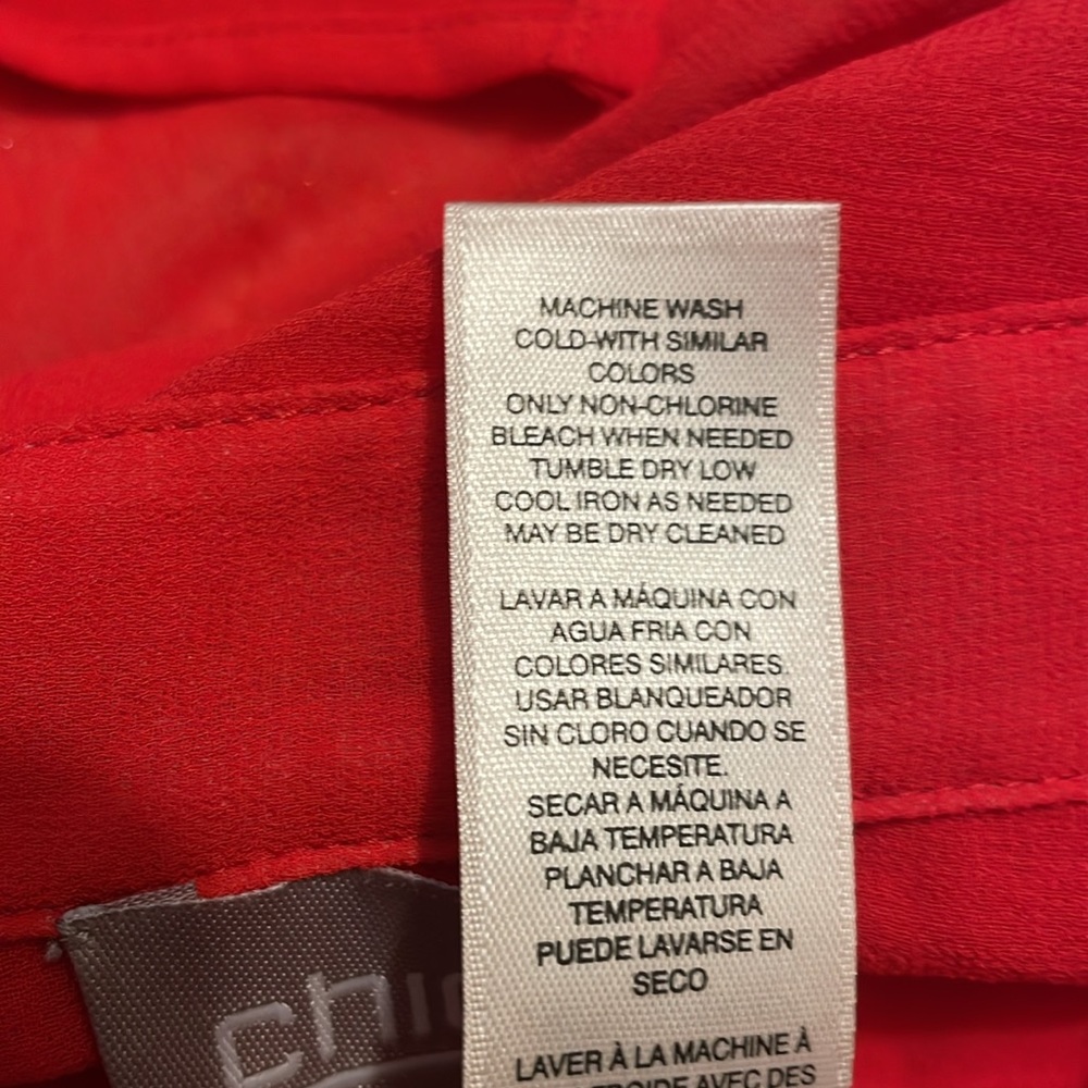 CHICO’S Blazer Jacket Red Layered Lightweight Open Front Zipper Pockets 4 - Picture 10 of 14